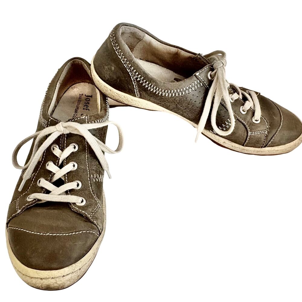 Josef Seibel Leather Perforated Lace Up Sneakers Comfort Shoes Gorpcore Casual 5